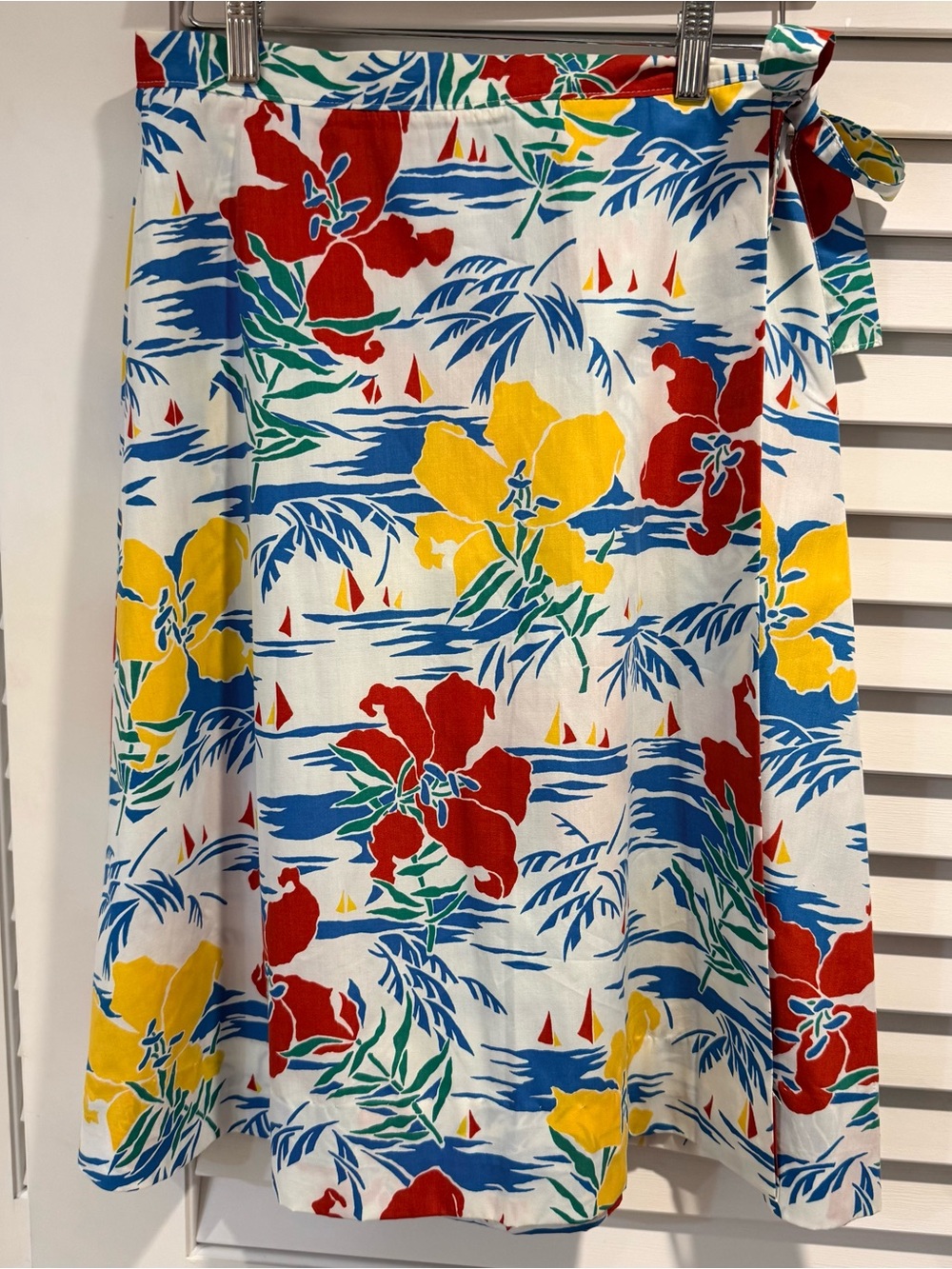 Vintage Vera Neumann Wrap Skirt Tropical Floral Print Tie Waist Size Small